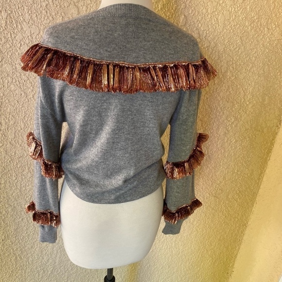J.Crew Cashmere Sweater Lamé‎ Fringe Heather Gray XS - Picture 12 of 16